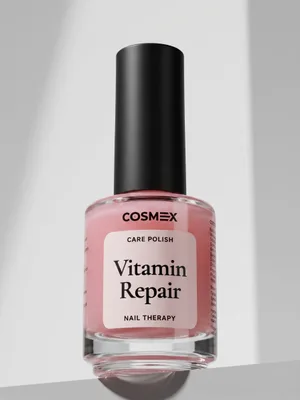 COSMEX Nail Therapy Vitamin Repair — восстанавливающий уход для ногтей с витаминами A, E, розовый нюд / Rose Nude, 15 мл